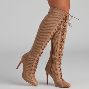 Elevated And Trendy Lace-Up Stiletto Boots