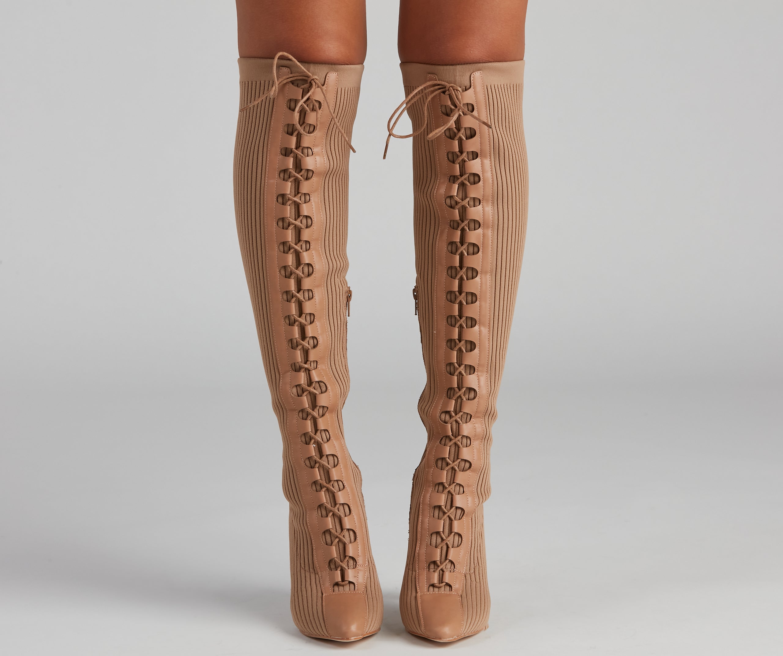 Elevated And Trendy Lace-Up Stiletto Boots - Image 2