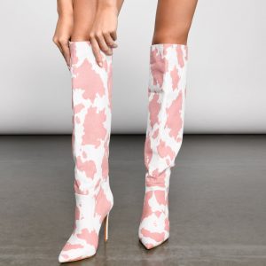 Moo Over Denim Knee-High Stiletto Boots
