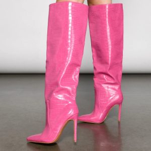 Stylish Gater Knee-High Stiletto Boots