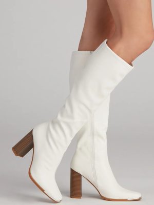 Level Up Faux Leather Under The Knee Boots