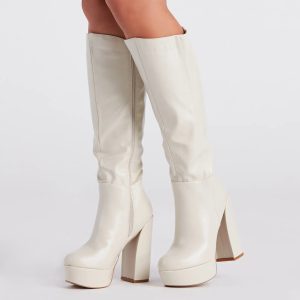 Edgy-Chic Under-The-Knee Platform Boots
