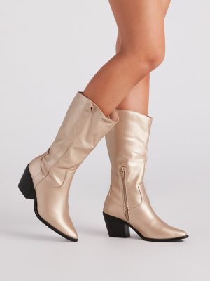 Western Glam Chrome Cowboy Boots