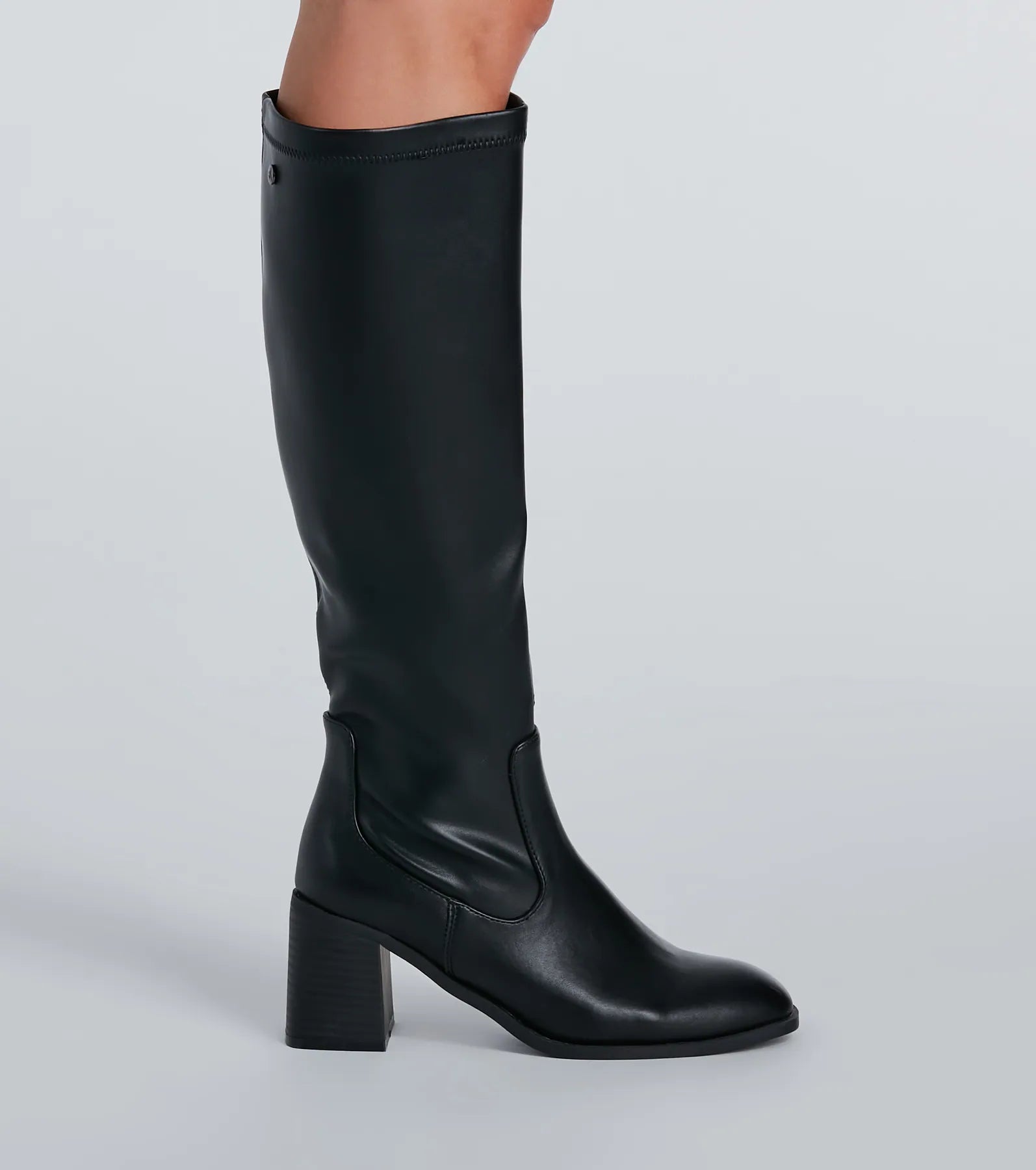 Sleek Strut Faux Leather Fitted Knee-High Boots - Image 3