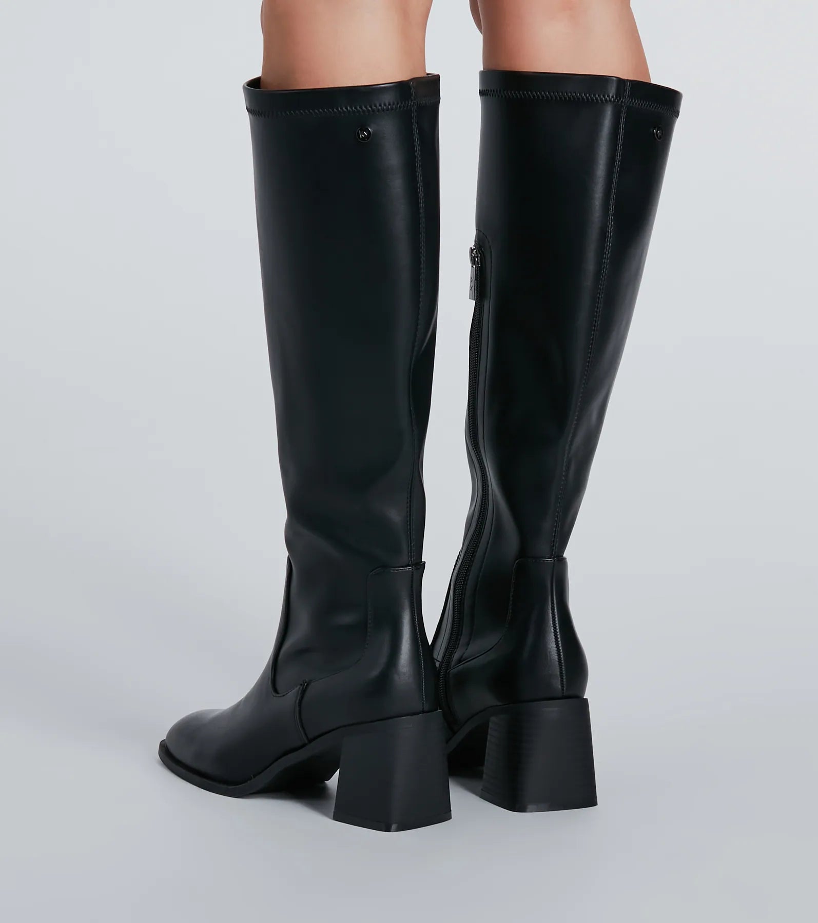 Sleek Strut Faux Leather Fitted Knee-High Boots - Image 4