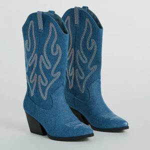 Countryside Cutie Rhinestone Denim Cowboy Boots