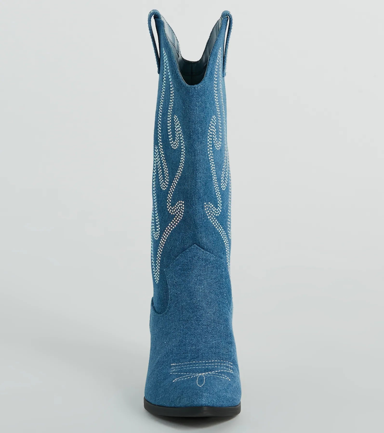 Countryside Cutie Rhinestone Denim Cowboy Boots - Image 3