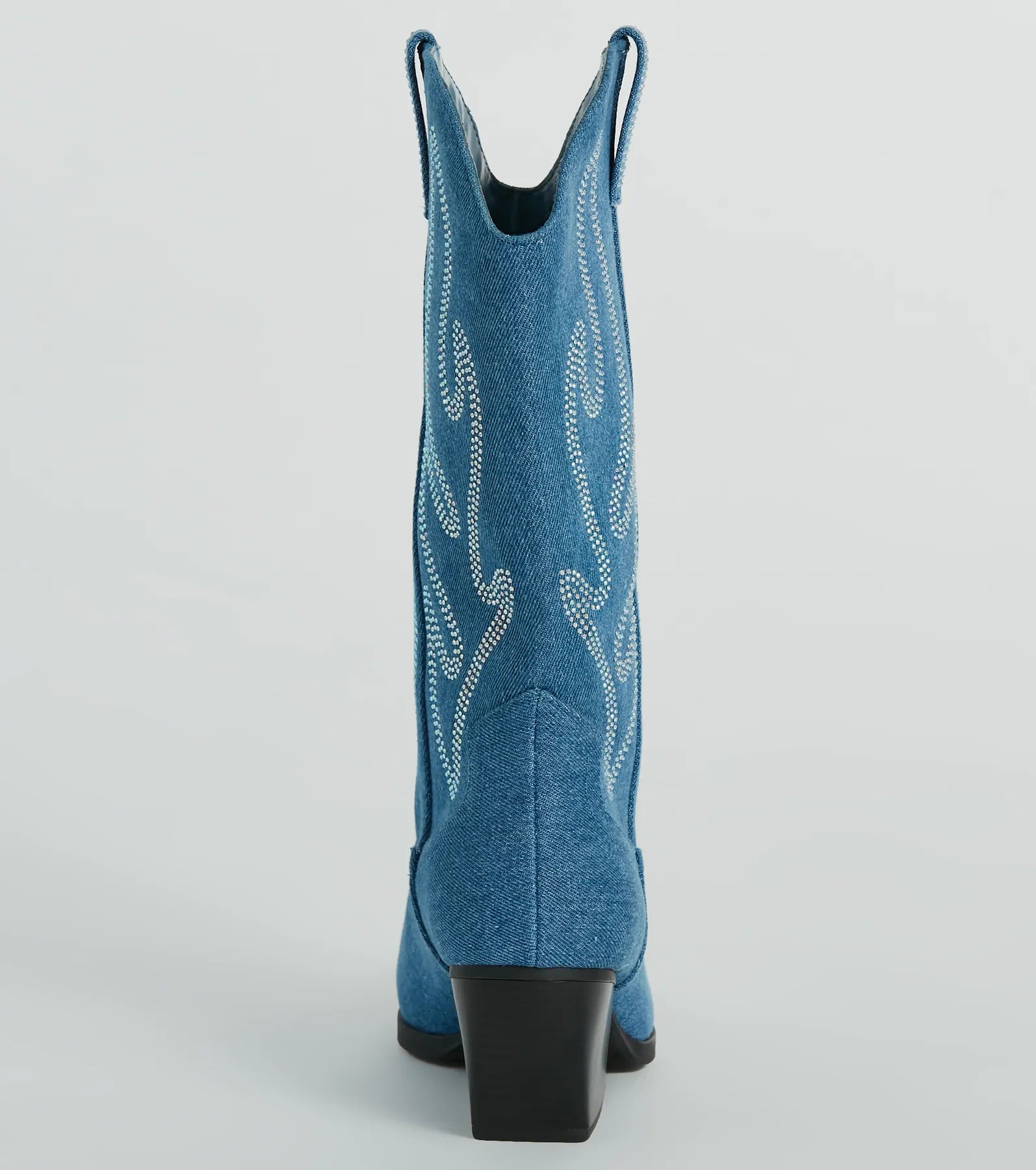 Countryside Cutie Rhinestone Denim Cowboy Boots - Image 4