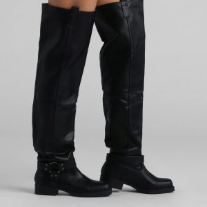 Places To Be Seen Faux Leather Thigh-High Boots