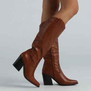 Kick Up A Storm Faux Leather Western Boots