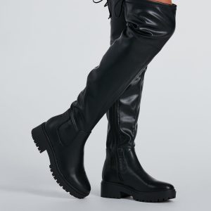 Stomp It Up Thigh-High Lug Boots