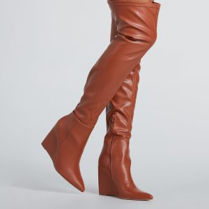Standing Out Wedge Over-The-Knee Boots