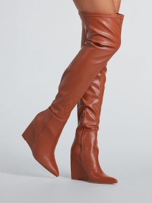 Standing Out Wedge Over-The-Knee Boots
