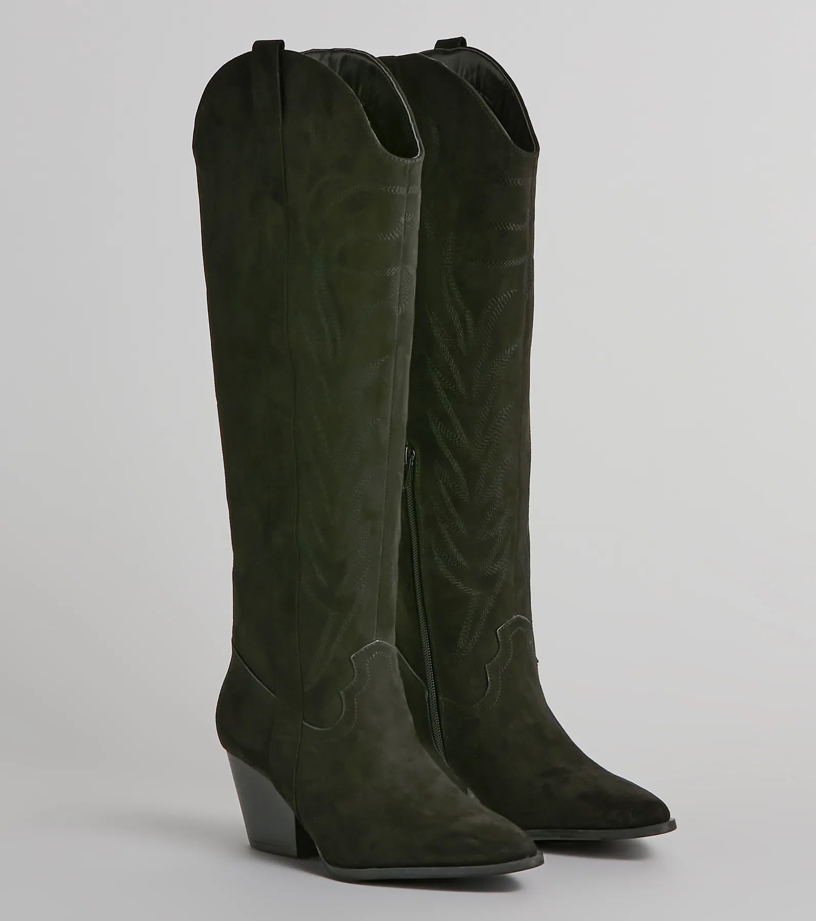 Get Struttin' Under-The-Knee Faux Suede Cowboy Boots - Image 2