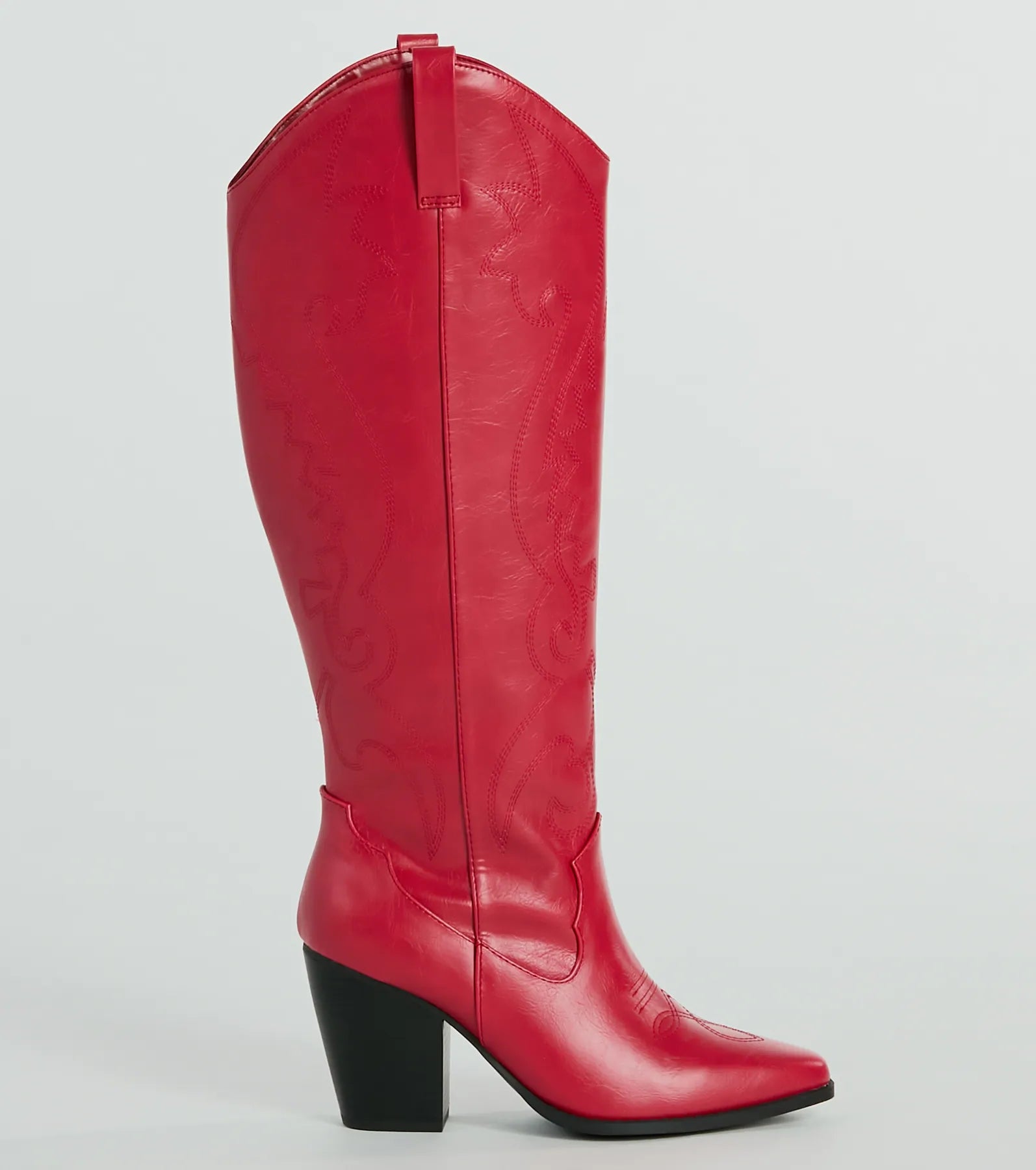 Country Era Faux Leather Under-The-Knee Cowboy Boots - Image 2