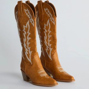 Rodeo Drive Western Faux Leather Cowboy Boots