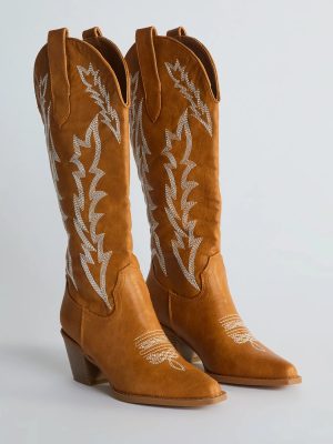 Rodeo Drive Western Faux Leather Cowboy Boots
