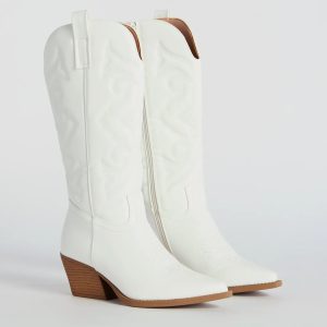 What A Beaut Faux Leather Cowboy Boots