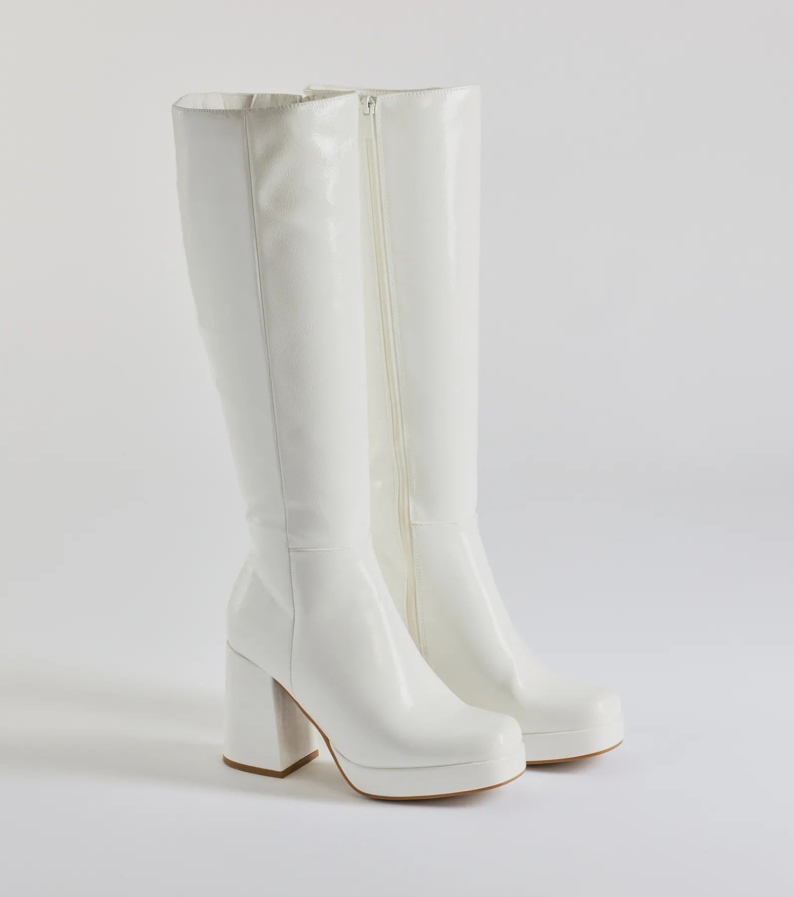 So Stunning Patent Faux Leather Under The Knee Platform Boots - Image 10