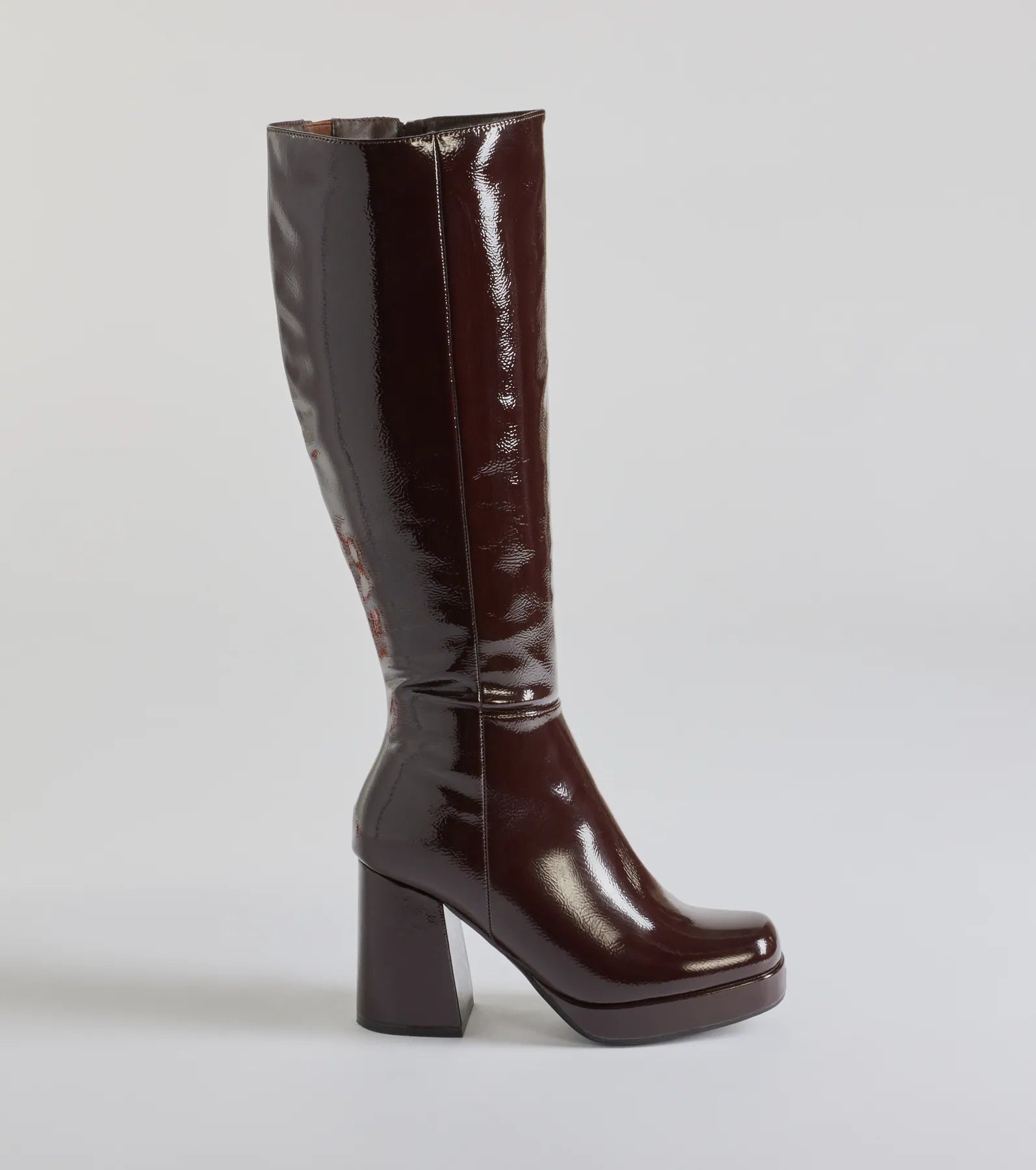 So Stunning Patent Faux Leather Under The Knee Platform Boots - Image 6