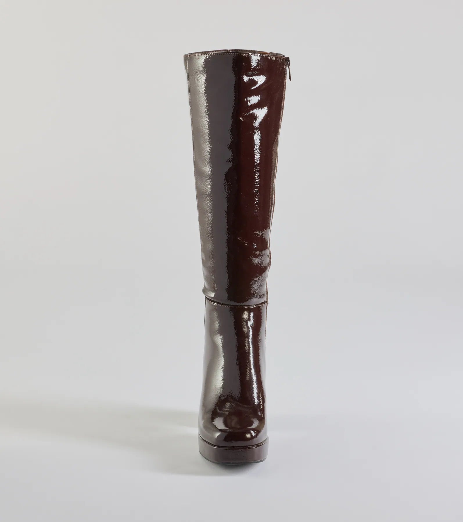 So Stunning Patent Faux Leather Under The Knee Platform Boots - Image 7