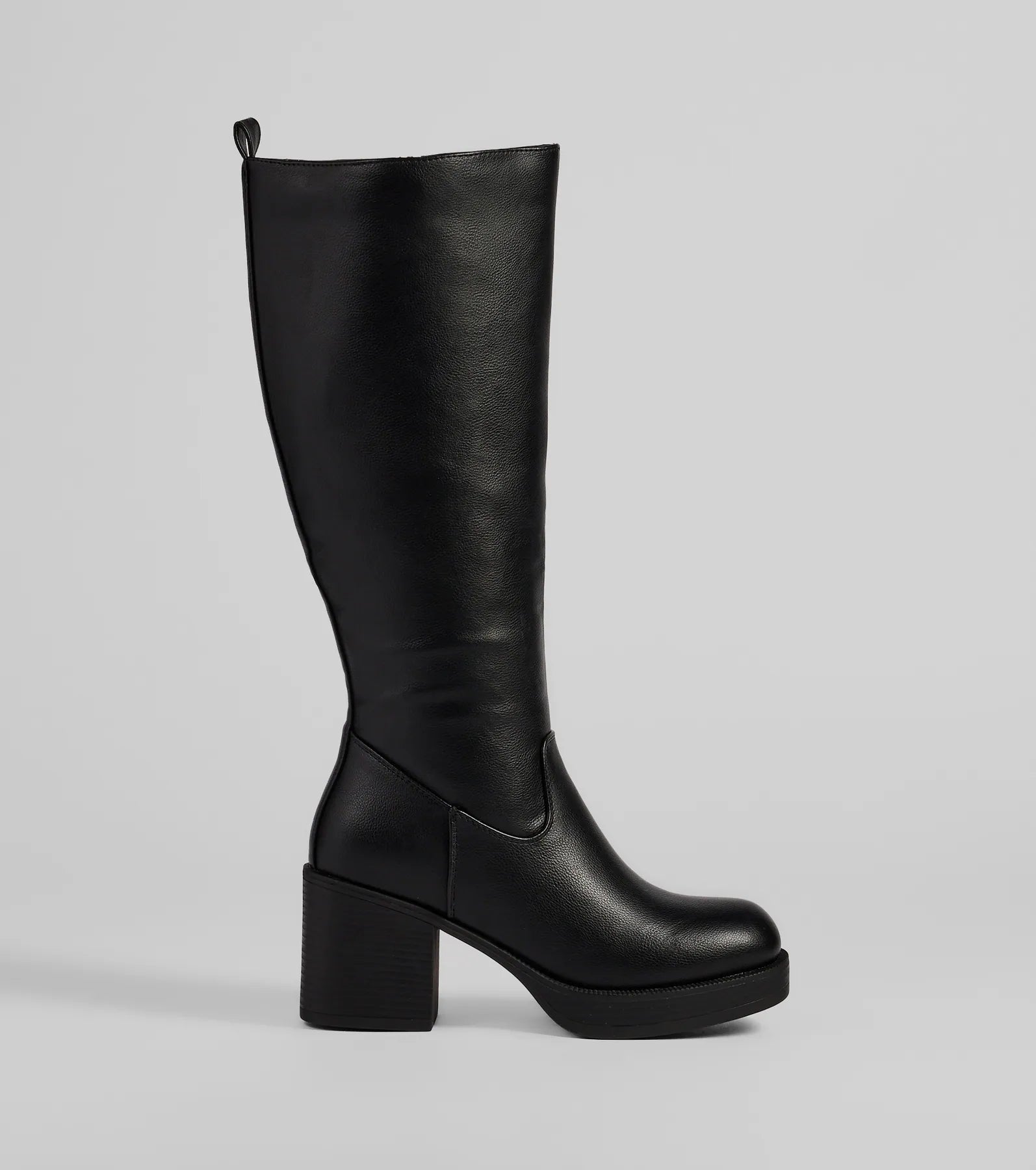 Edgy Chic Under-The-Knee Moto Platform Boots - Image 2