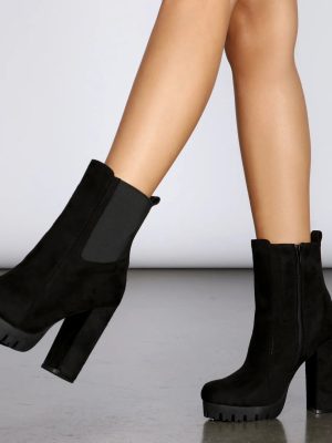 Platform Suede Lug Sole Booties