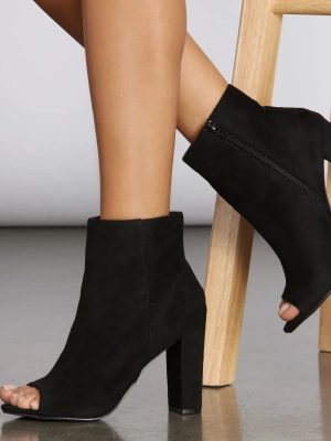 Peep Toe High Heel Ankle Booties