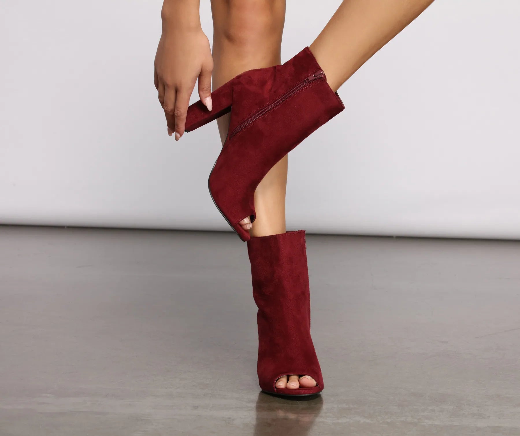 Peep Toe High Heel Ankle Booties - Image 6