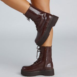 Edgy Glamour Platform Lace-Up Boots