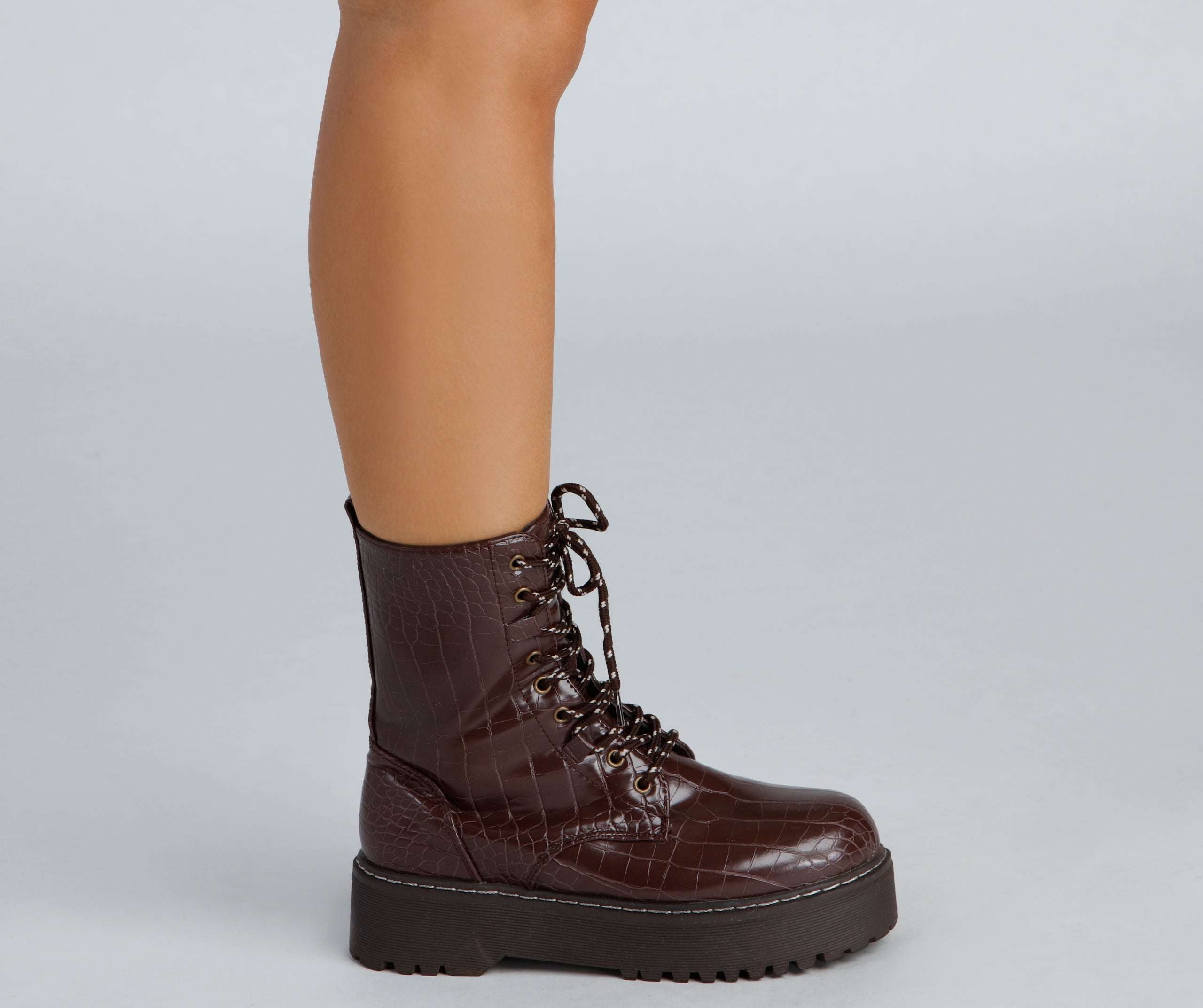 Edgy Glamour Platform Lace-Up Boots - Image 3