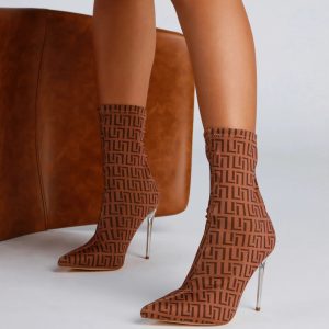 Greek Key Stiletto Booties