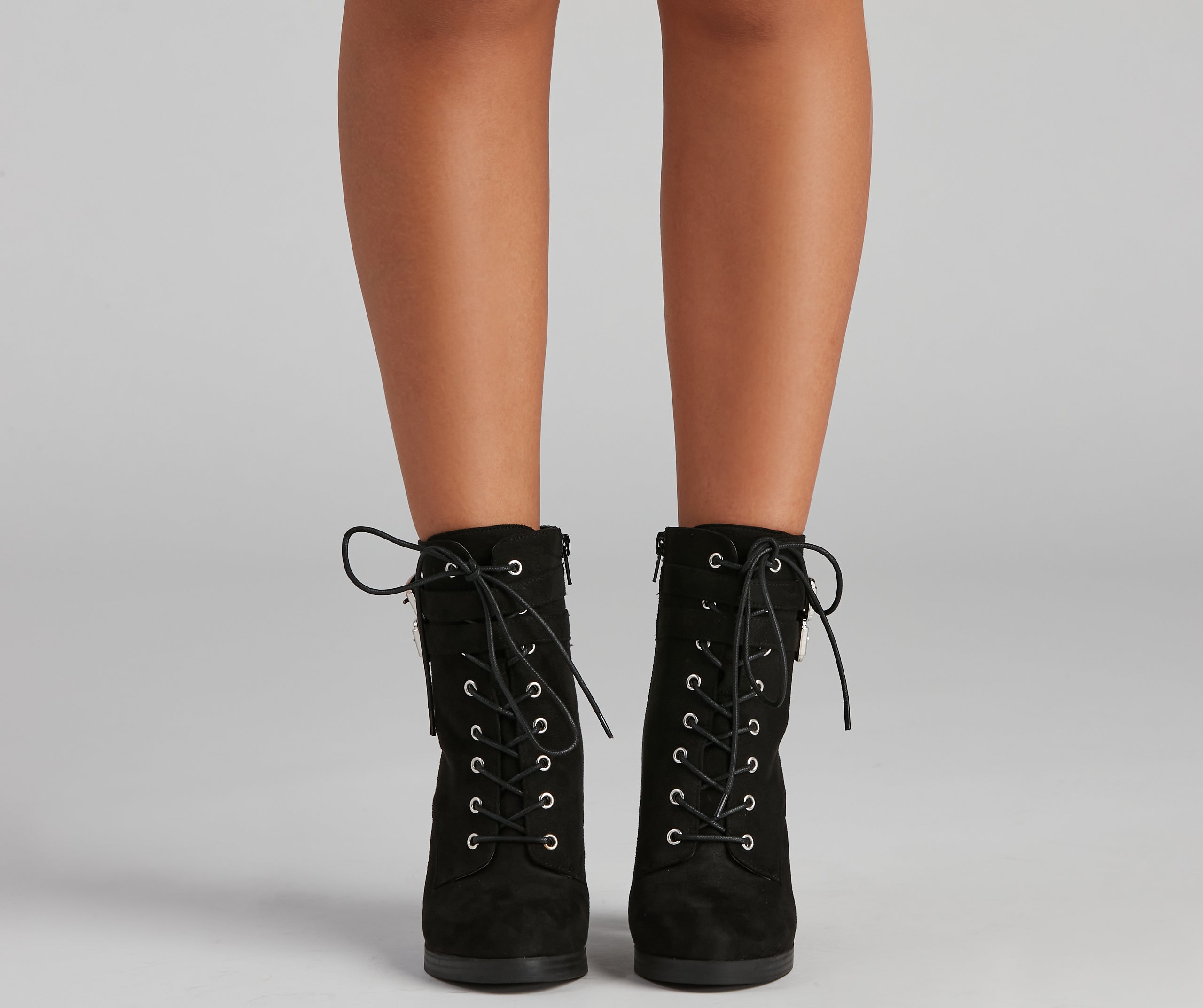 Edge It Up Buckle Strap Lace-Up Booties - Image 2