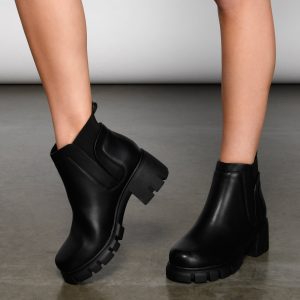 On The Edge Trendy Lug Sole Bootie