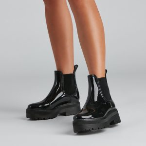 One True Lug Patent Chunky Boots