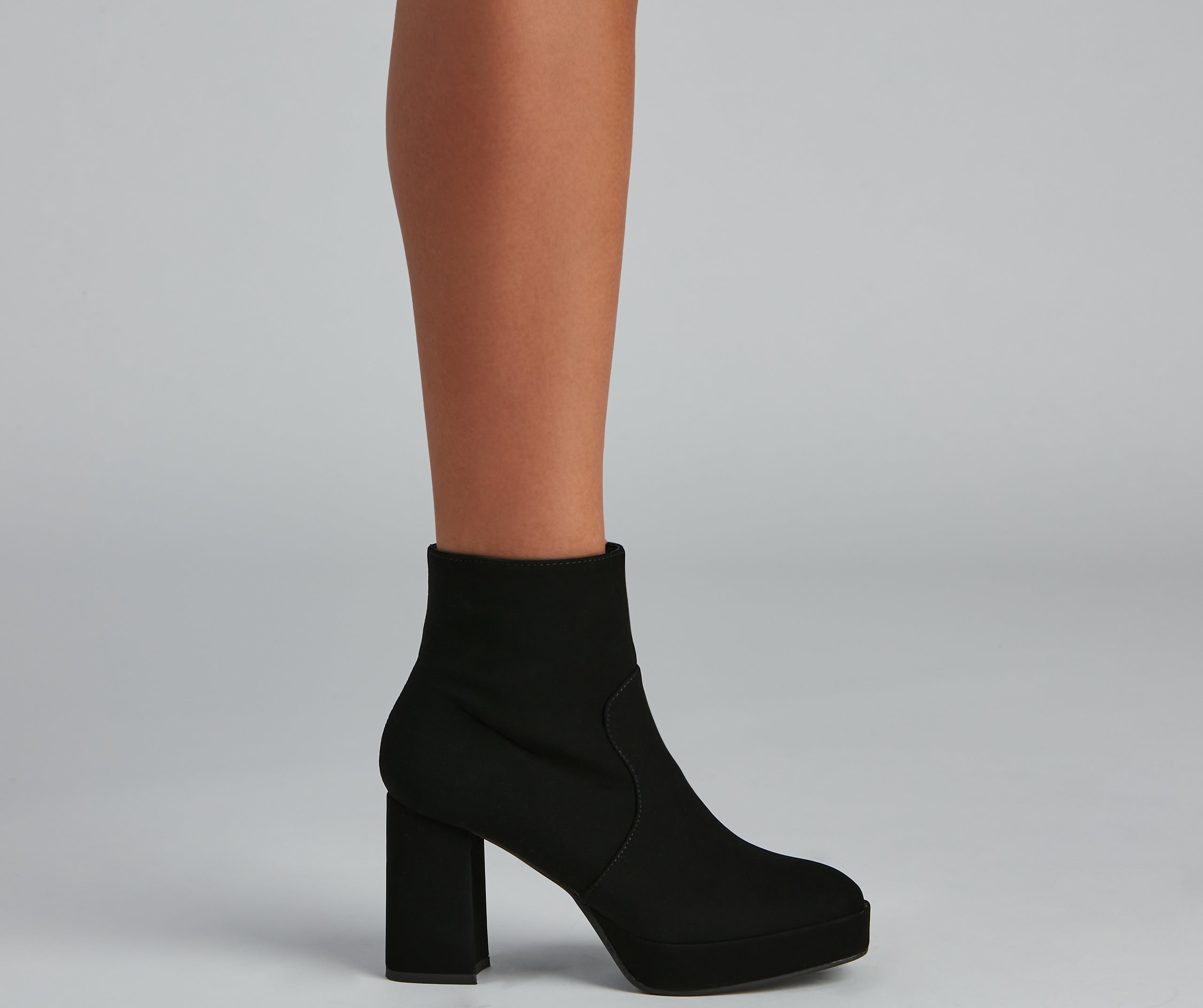 Uptown Chic Nubuck Platform Booties - Image 2