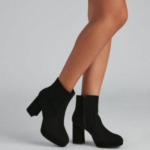 Uptown Chic Nubuck Platform Booties