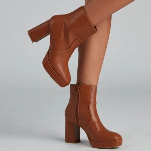 On The Go Block Heel Platform Booties