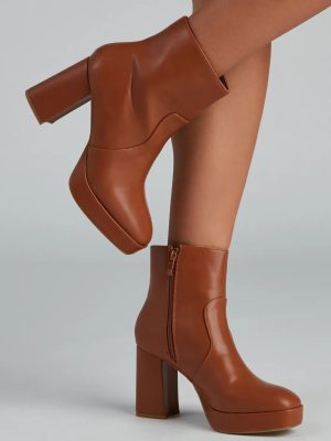 On The Go Block Heel Platform Booties