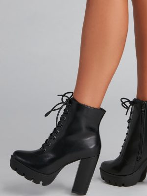 Lug It Faux Leather Booties