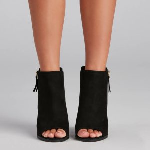 Peep Your Business Stacked Heel Booties