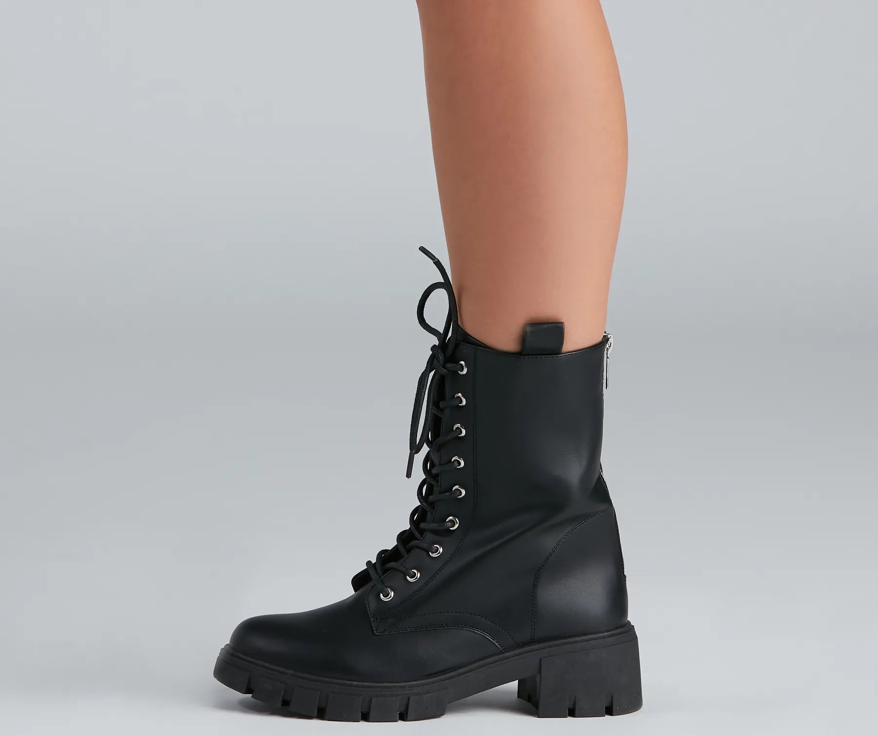 Cool Combat PU Lug Boots - Image 4
