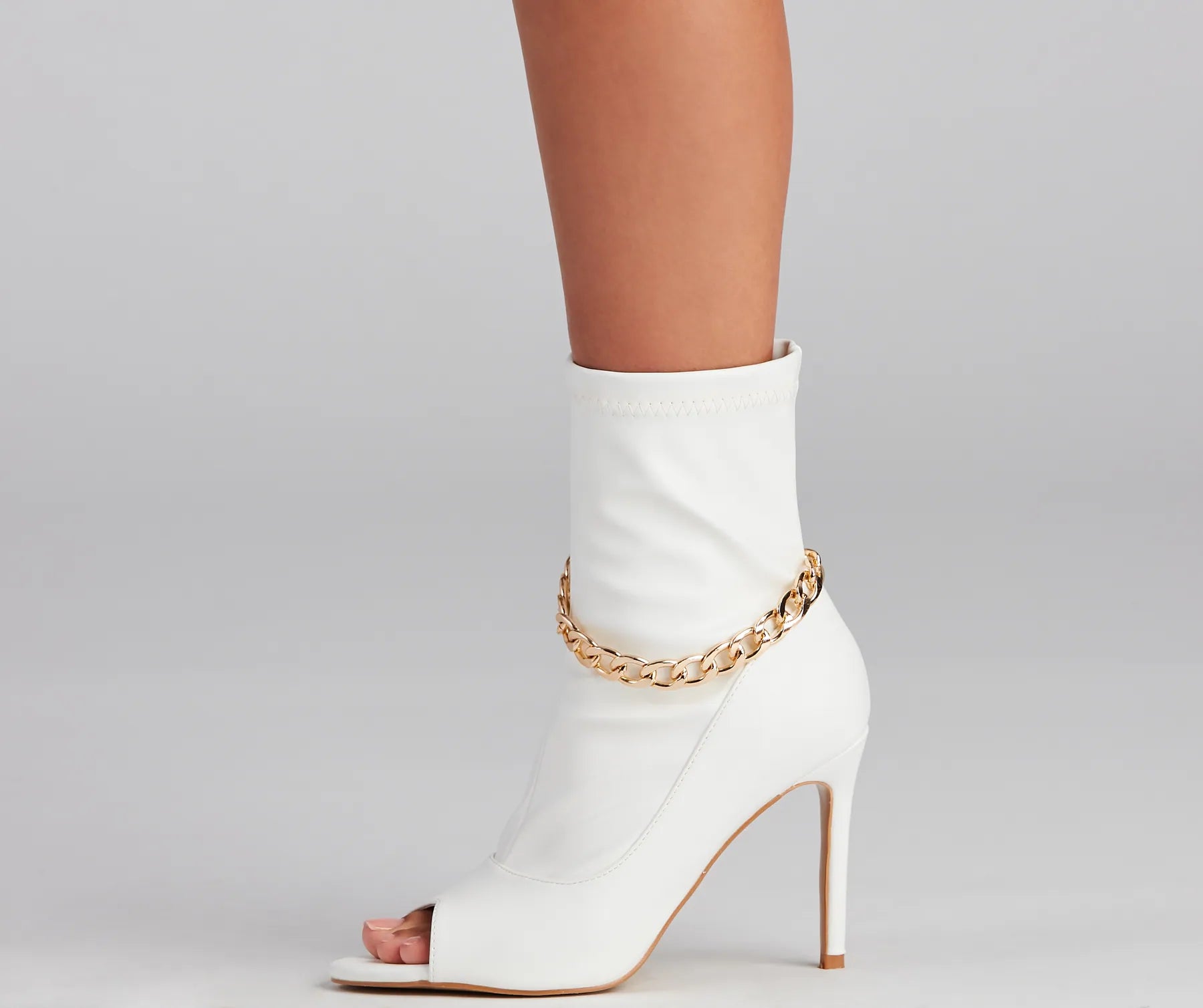 Fab Chain-link Faux Leather Booties - Image 3