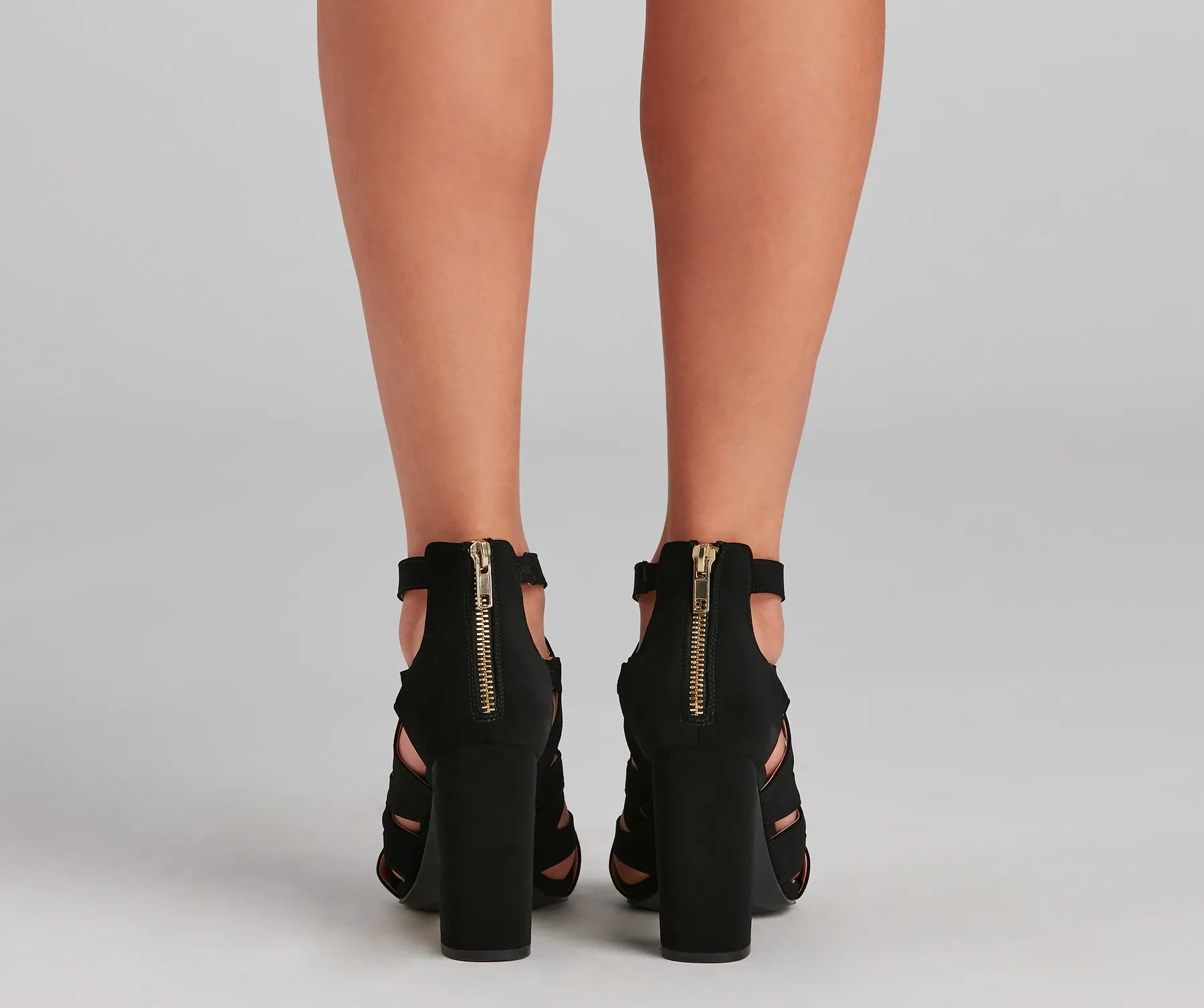 Lattice Work Nubuck Block Heel Booties - Image 3