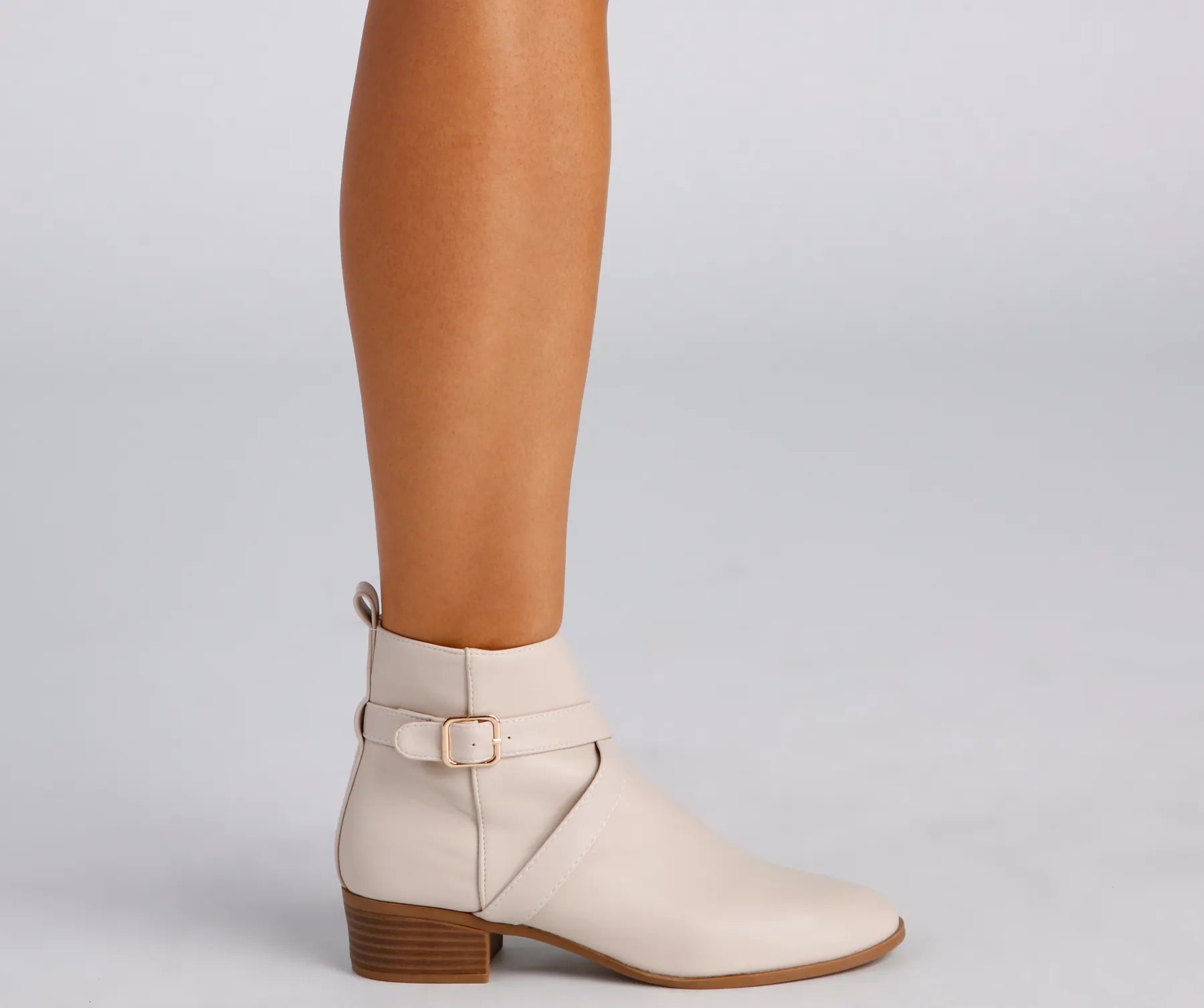 Buckle Up Stacked Heel Ankle Booties - Image 3