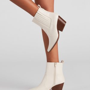 Country Kicks Faux Leather Block Booties