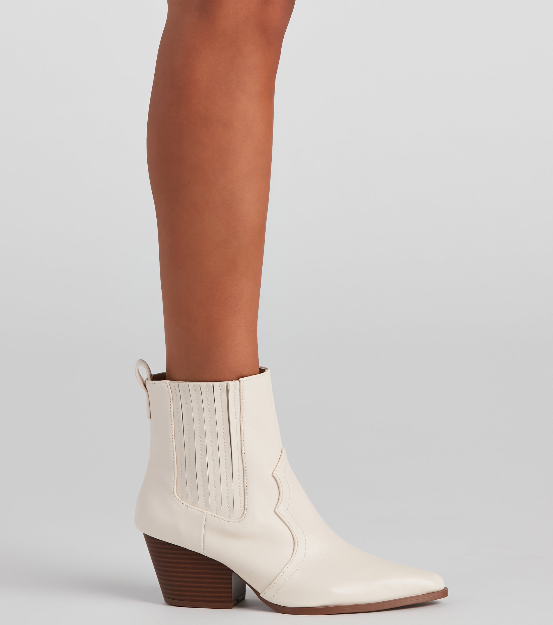 Country Kicks Faux Leather Block Booties - Image 4