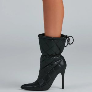 Quilted Beauty Scrunch Stiletto Booties