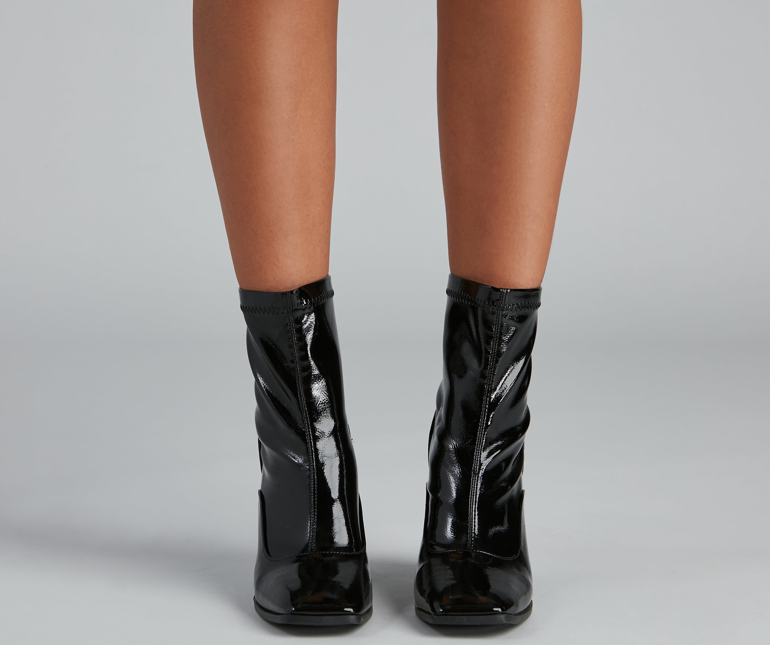 Edgy Chick Patent Leather Booties - Image 2