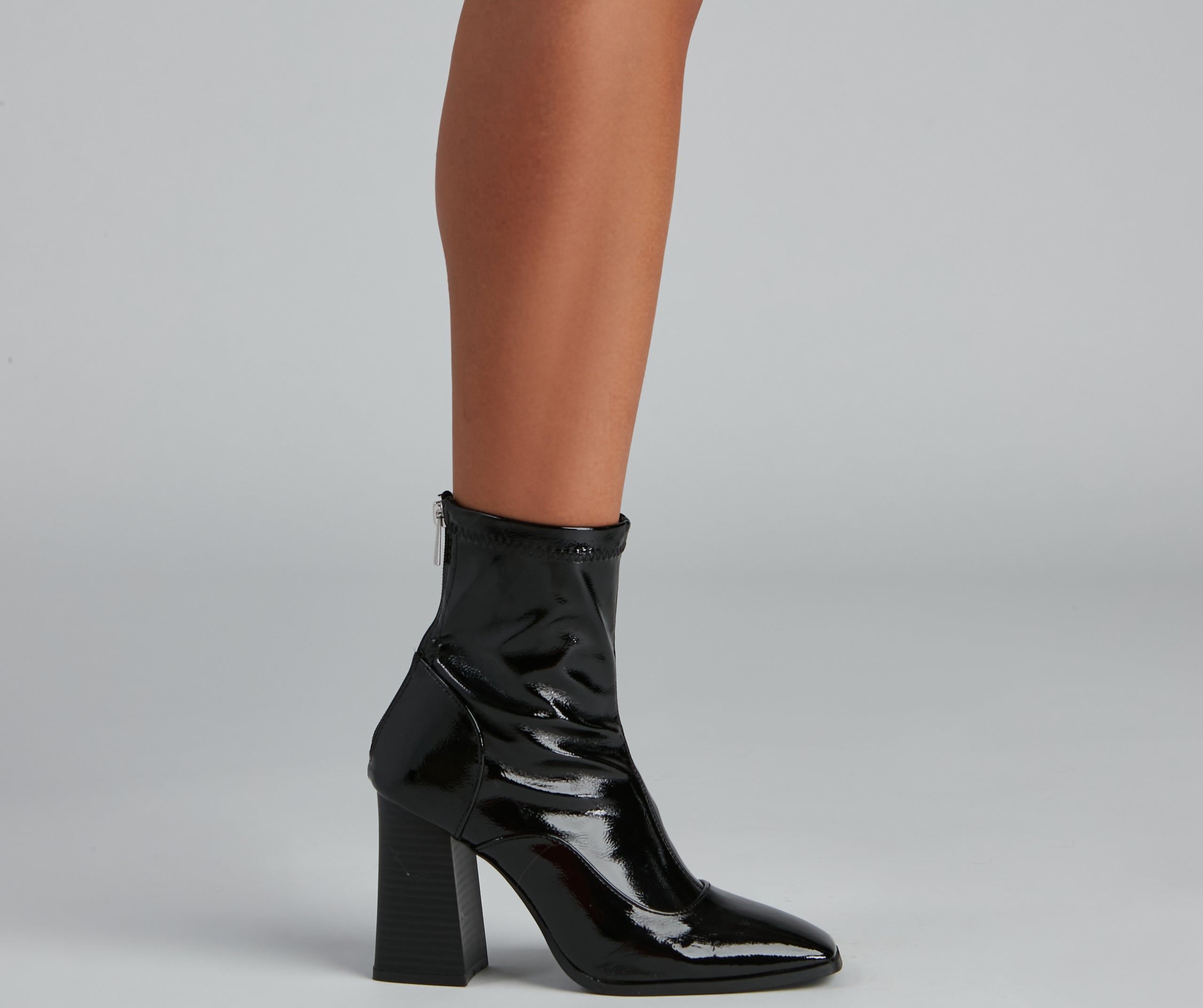 Edgy Chick Patent Leather Booties - Image 3